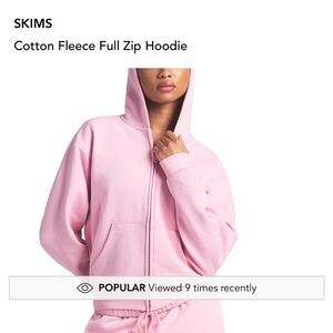 SKIMS Light Pink Cotton Fleece Zip-Up Hoodie